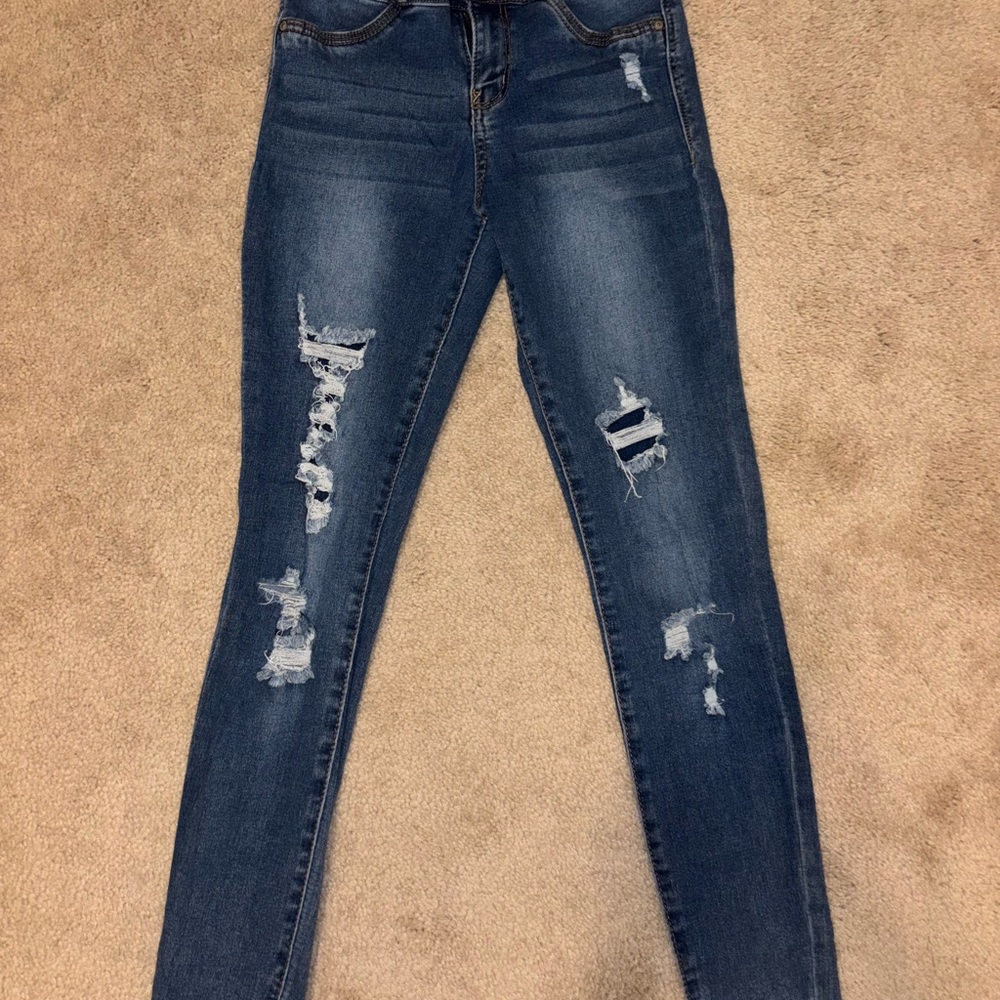 Wildflowers Blue Distressed Skinny Jeans